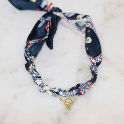 No Bull in Navy Scarf Necklace Deep South Originals