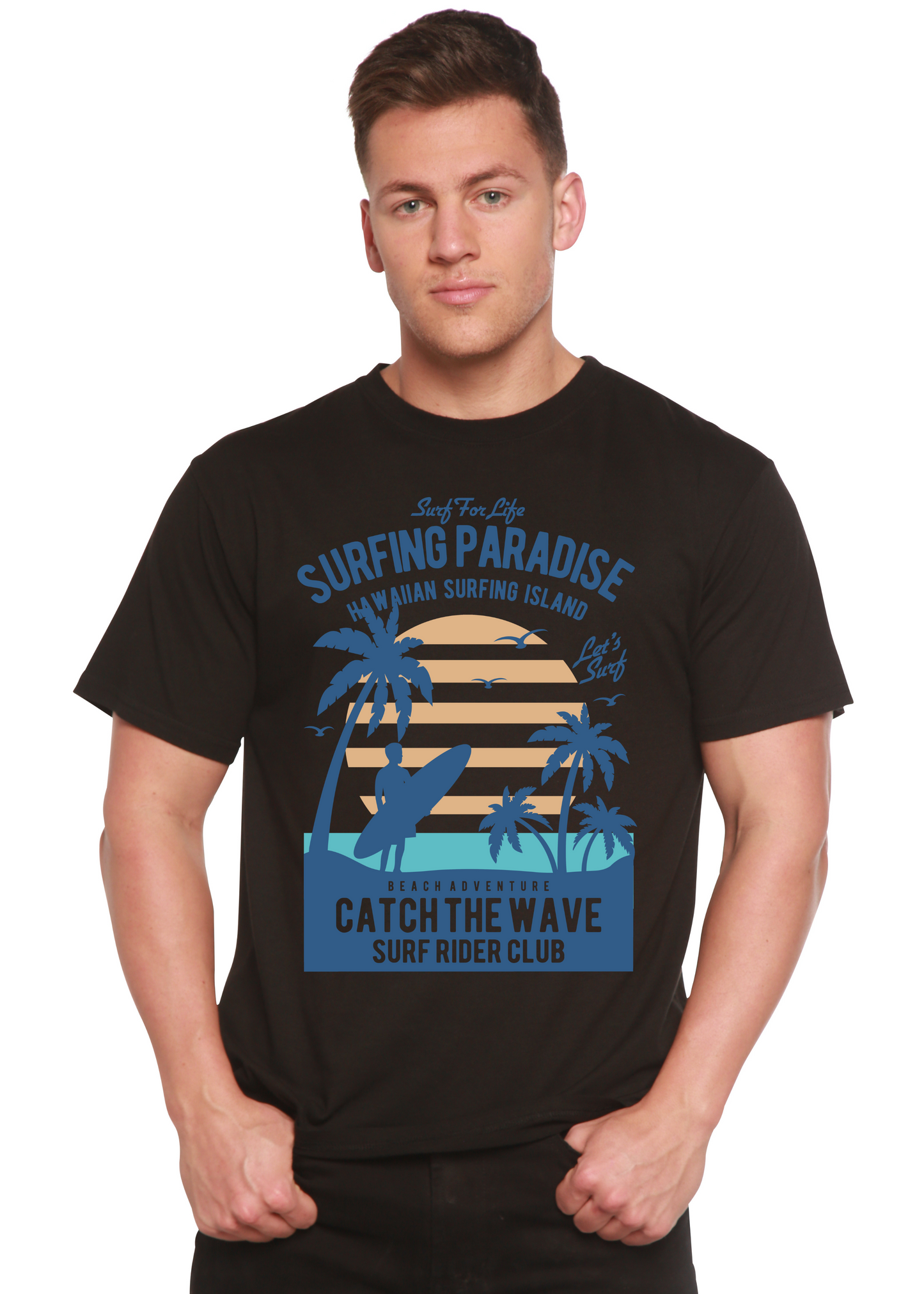 Surfing Paradis Spun Bamboo® Men's Bamboo Viscose/Organic Cotton Short Sleeve Graphic T-Shirt Spun Bamboo