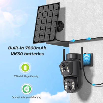 Dual Lens Solar Camera 4K WiFi Outdoor ViralGalleria.com