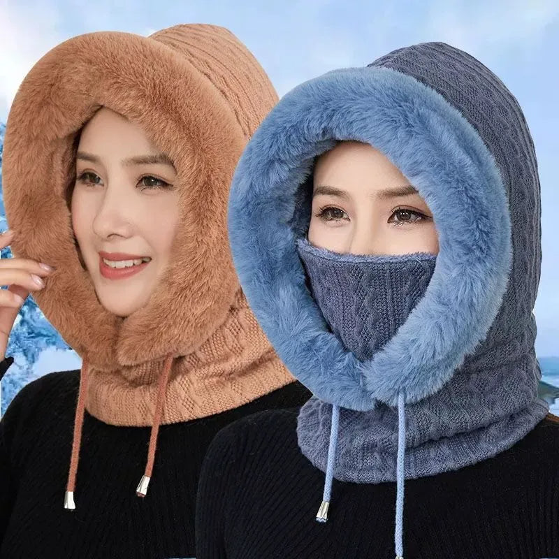 Thicken Knitted Fleece One-Piece Winter Scarf Mask ViralGalleria.com