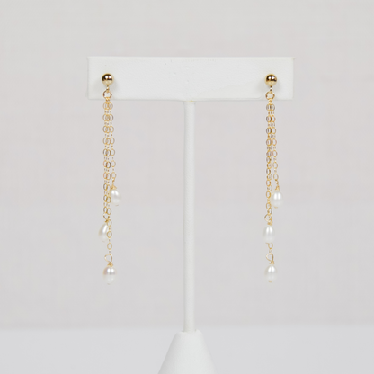 Pearl Chain Drop Earrings Emily Anne Designs LLC