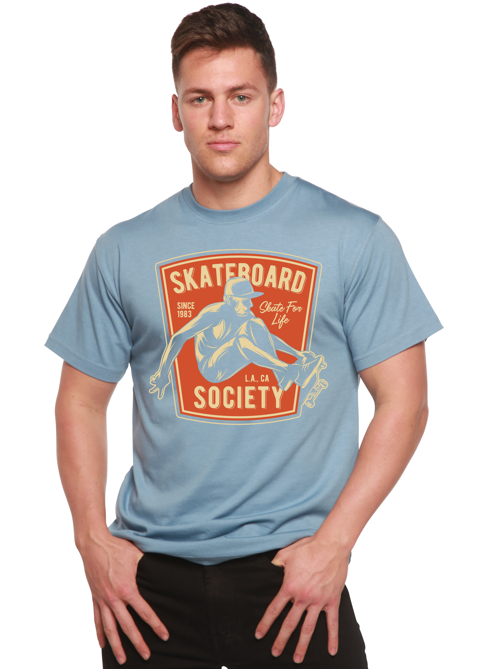 Skateboard Society Men's Bamboo Viscose/Organic Cotton Short Sleeve Graphic T-Shirt Spun Bamboo
