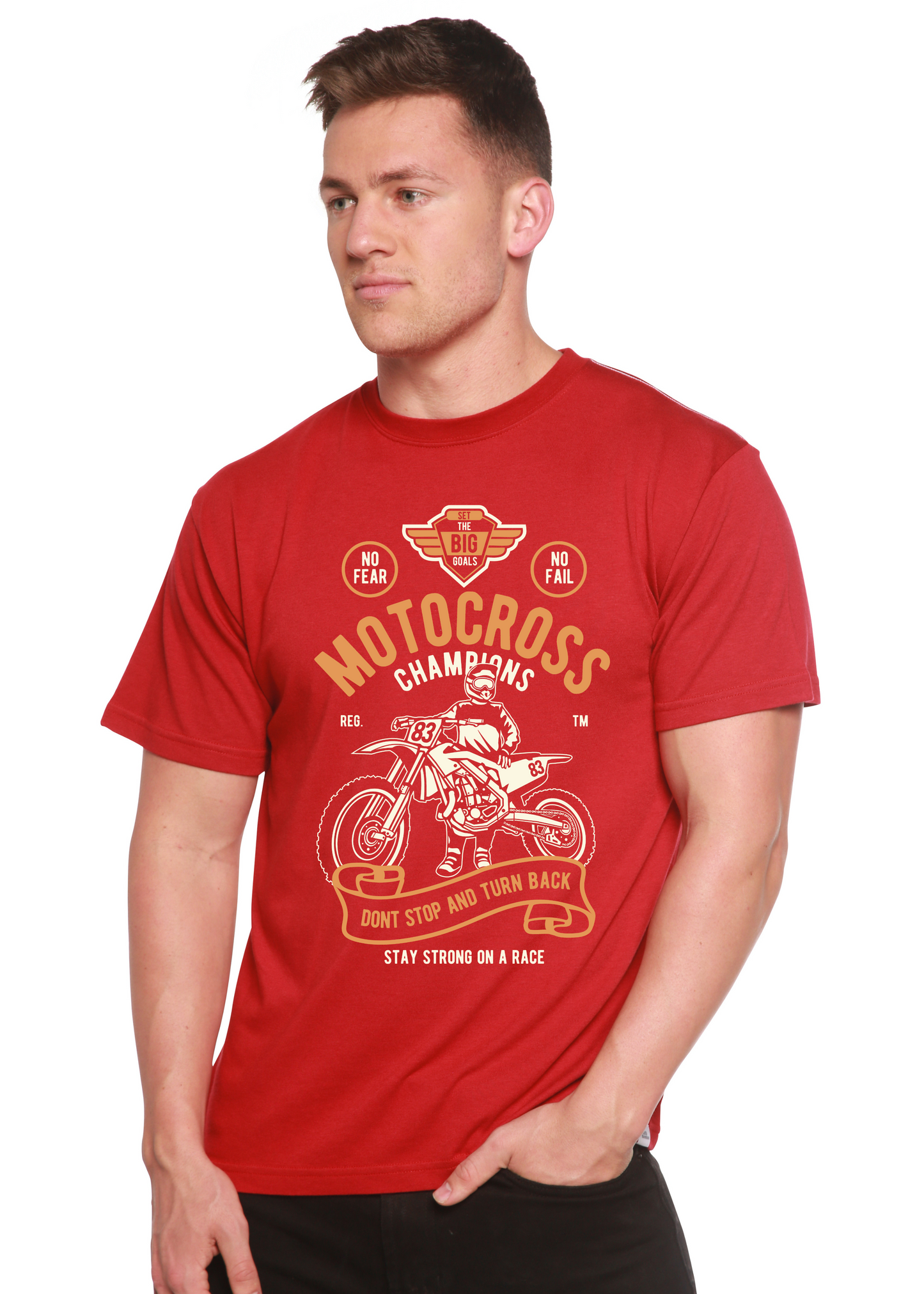 Motocross Champions Men's Bamboo Viscose/Organic Cotton Short Sleeve Graphic T-Shirt Spun Bamboo
