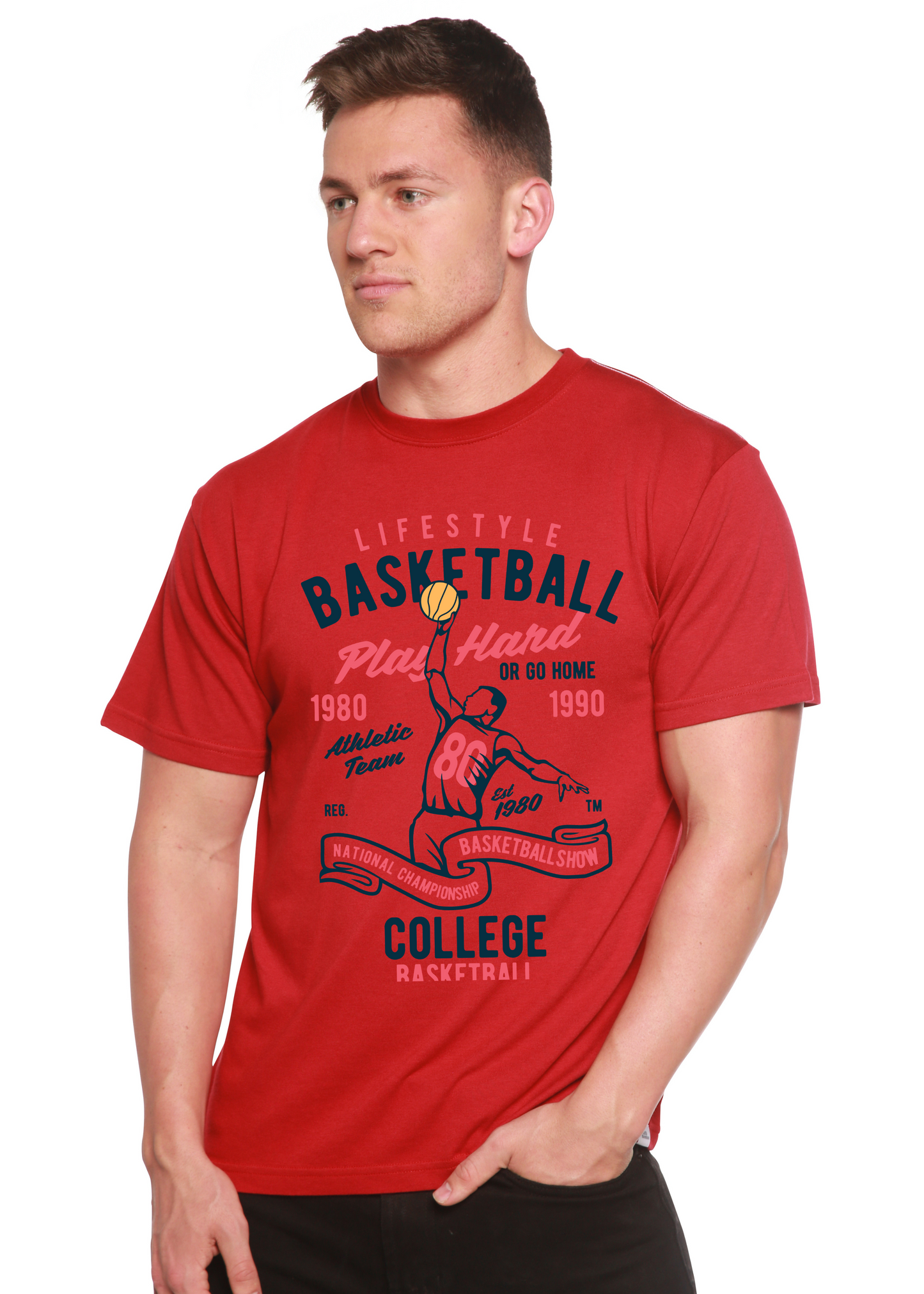 Life Style Basketball Men's Bamboo Viscose/Organic Cotton Short Sleeve Graphic T-Shirt Spun Bamboo