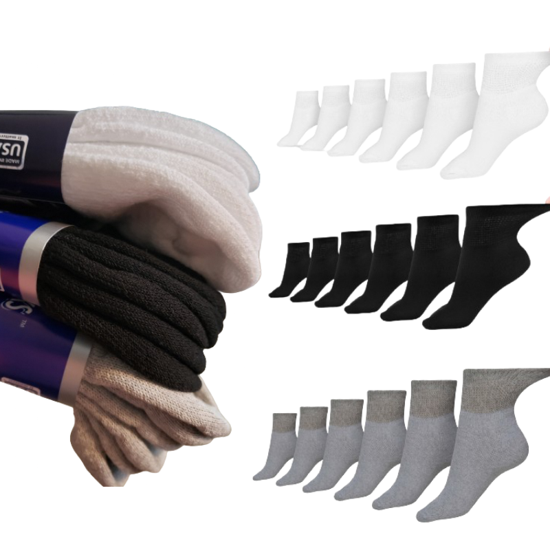 Men's Cotton Diabetic Ankle Socks (6 Pair) DSC