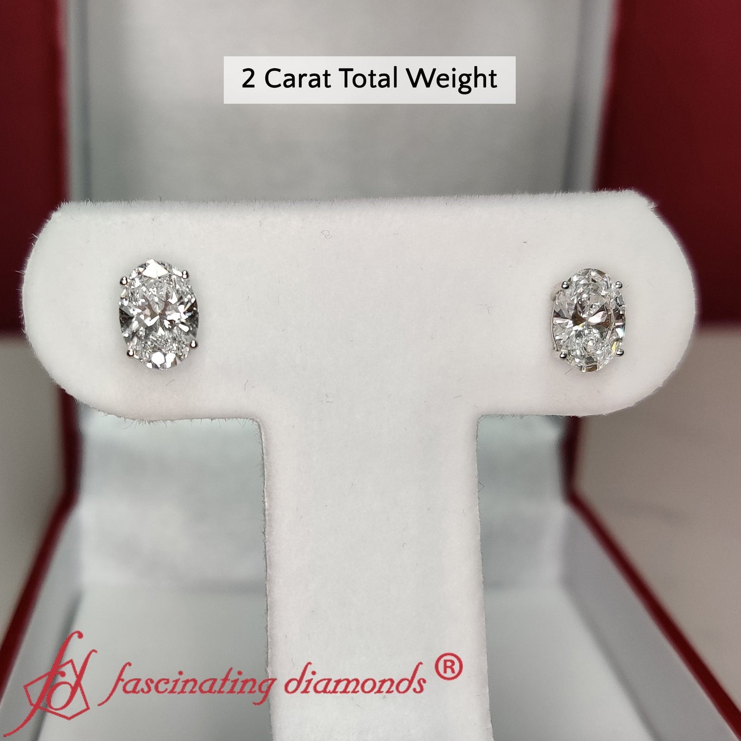 Stud Earring Basket Oval Shaped Fascinating Diamonds