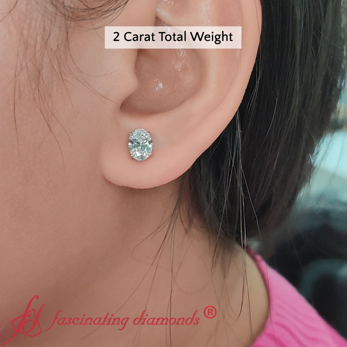 Stud Earring Basket Oval Shaped Fascinating Diamonds
