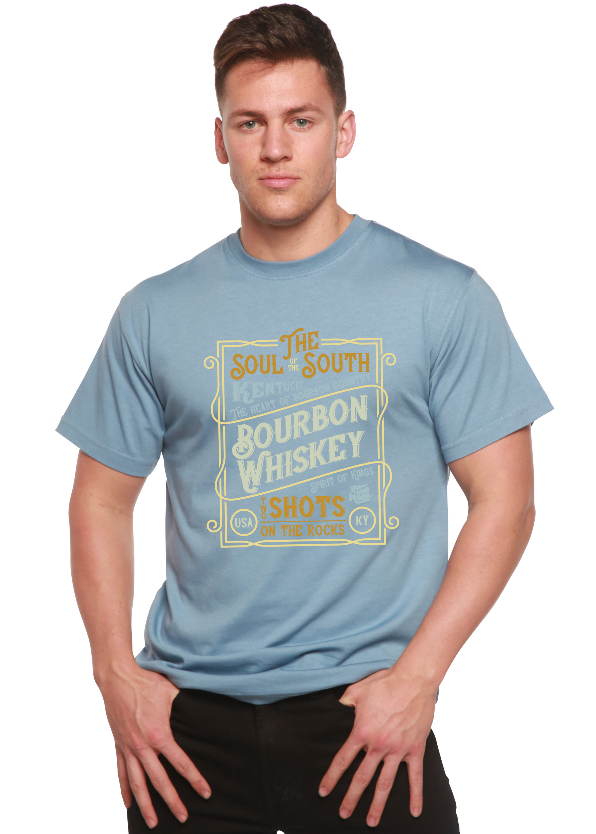 Bourbon Whiskey Men's Bamboo Viscose/Organic Cotton Short Sleeve Graphic T-Shirt Spun Bamboo