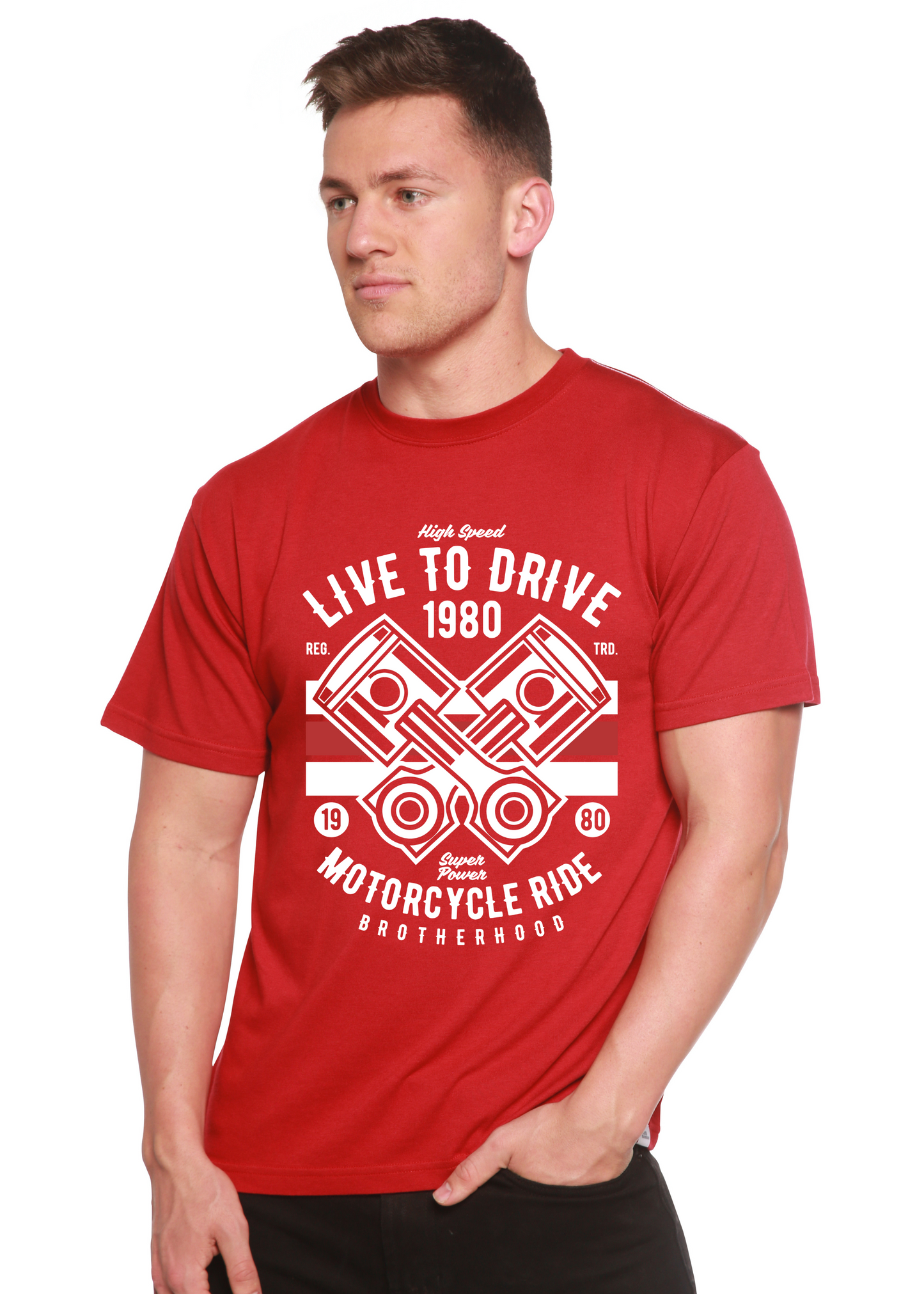 Live To Ride 1980 Men's Bamboo Viscose/Organic Cotton Short Sleeve Graphic T-Shirt Spun Bamboo