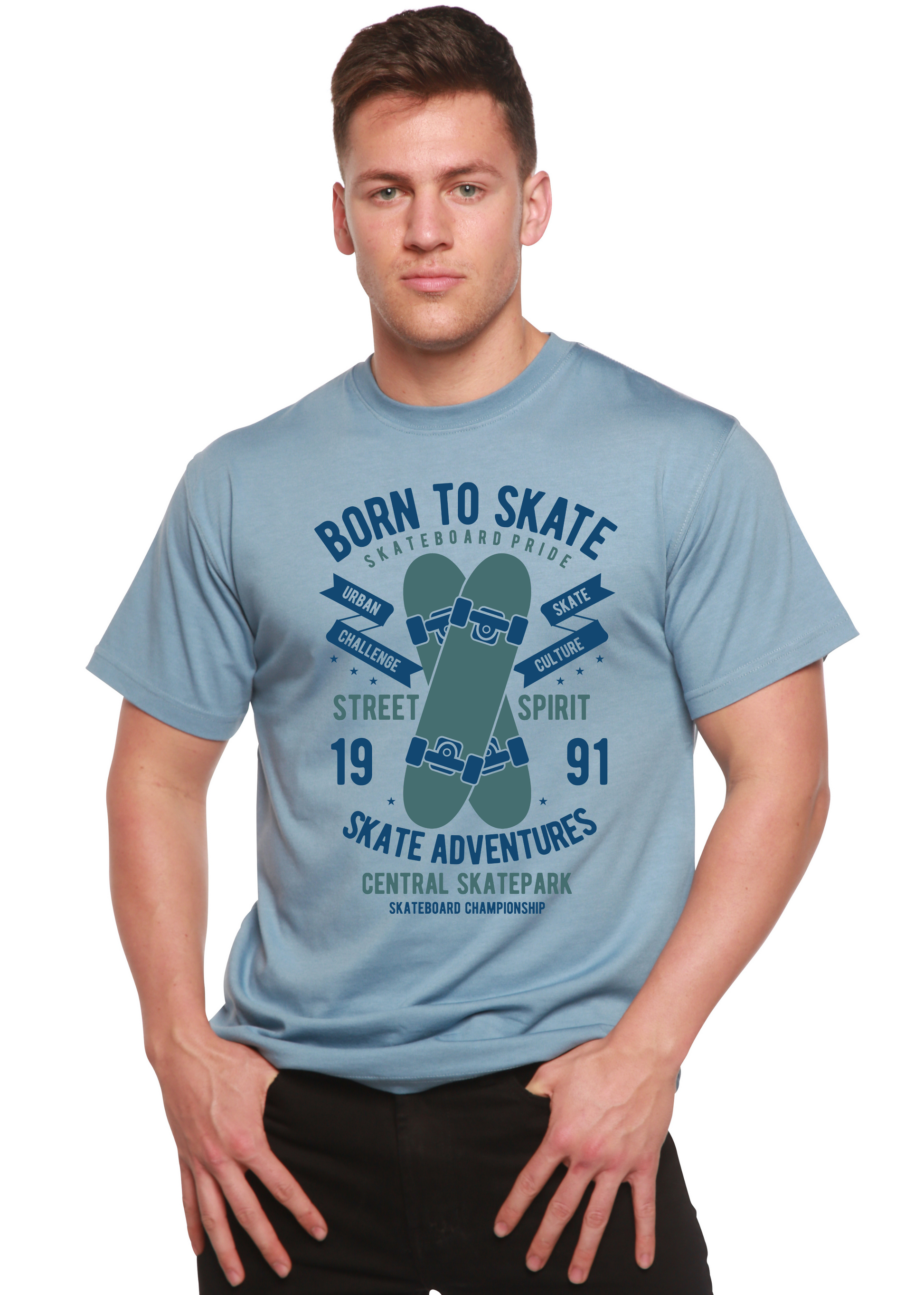 Born To Skate Men's Bamboo Viscose/Organic Cotton Short Sleeve Graphic T-Shirt Spun Bamboo