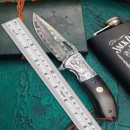 Damascus Steel Folding Knife ViralGalleria.com
