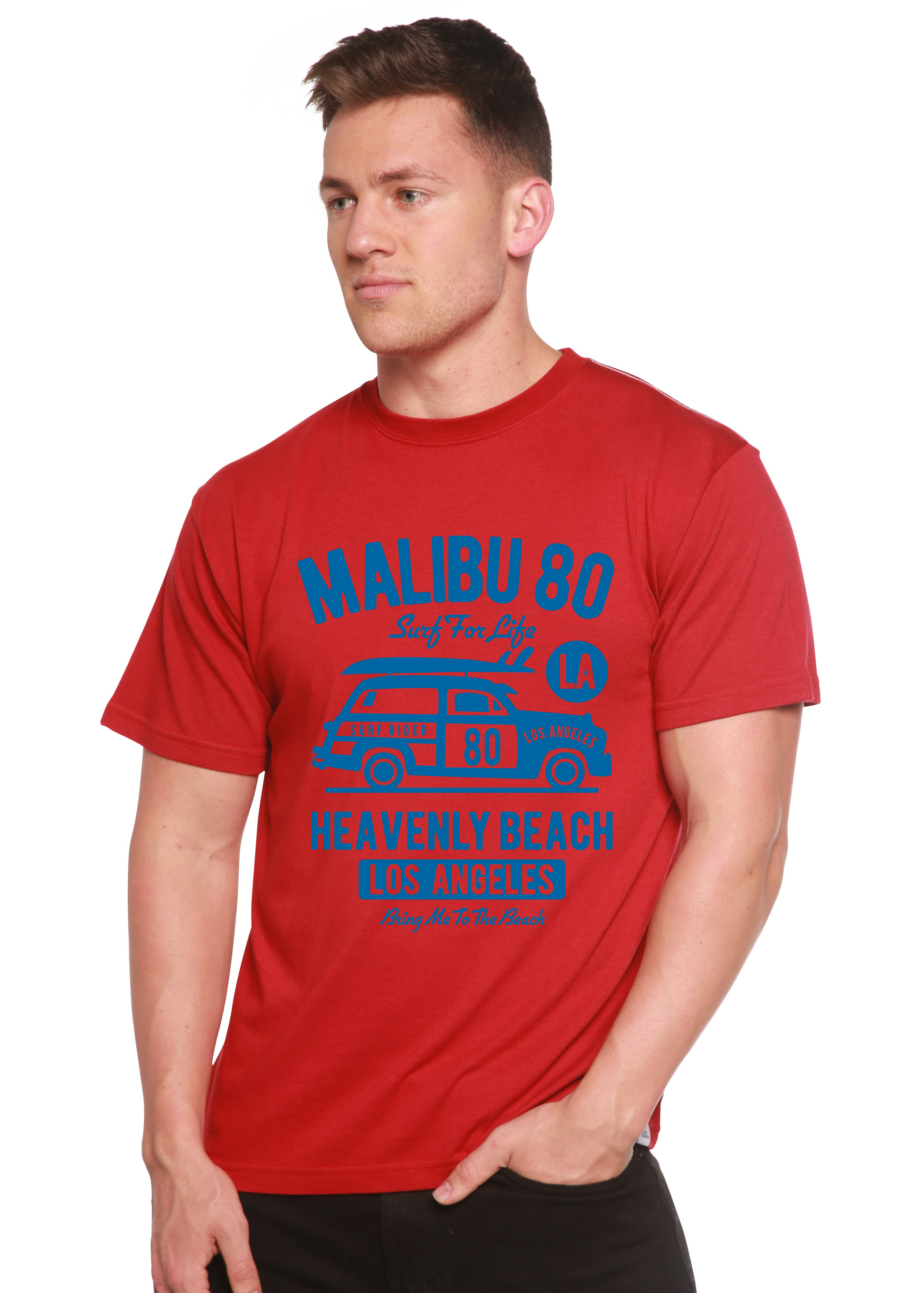 Malibu 80 Men's Bamboo Viscose/Organic Cotton Short Sleeve Graphic T-Shirt Spun Bamboo