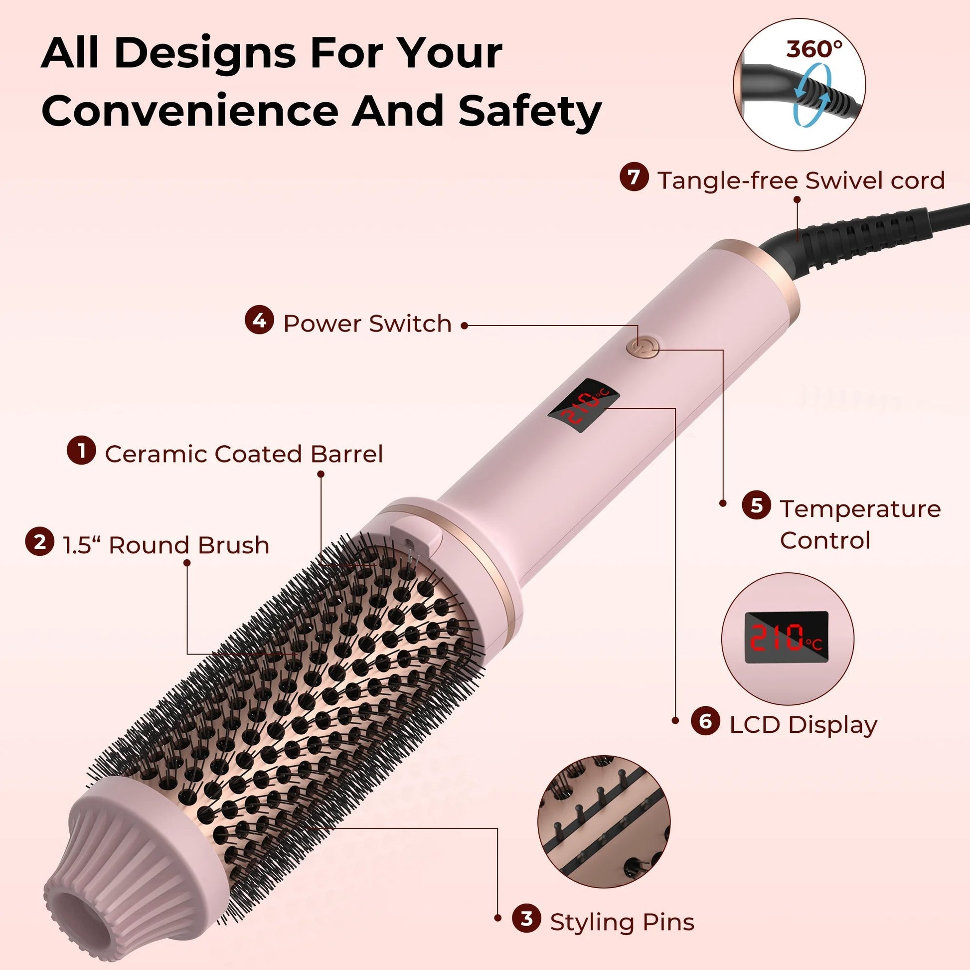 Ceramic Hair Curler Brush ViralGalleria.com