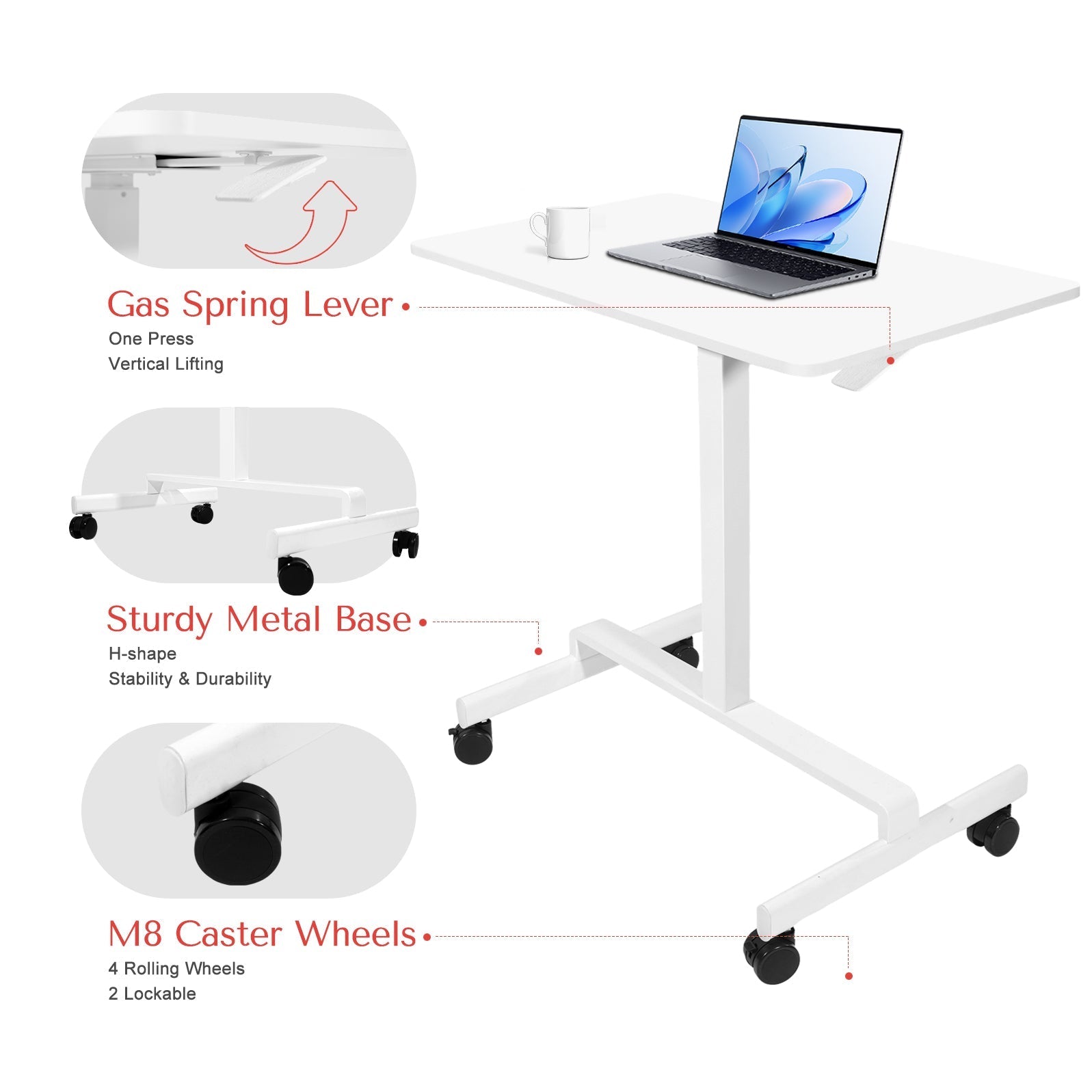 DeerRun® Adjustable Standing Desk - 31.5''L *18.9''W Large Rolling Laptop Desk for Treadmills DeerRun®