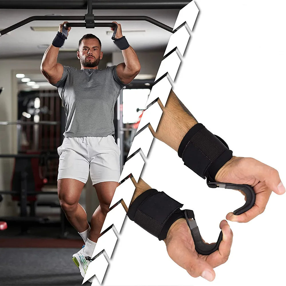 Weight Lifting Hooks with Wrist Straps ViralGalleria.com