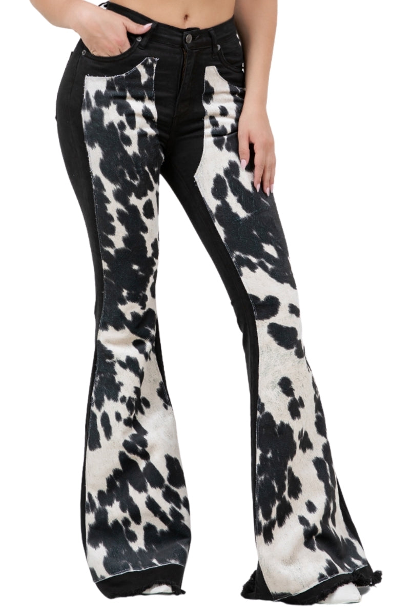 Rodeo Bell Bottom Jean in Black GJG DENIM