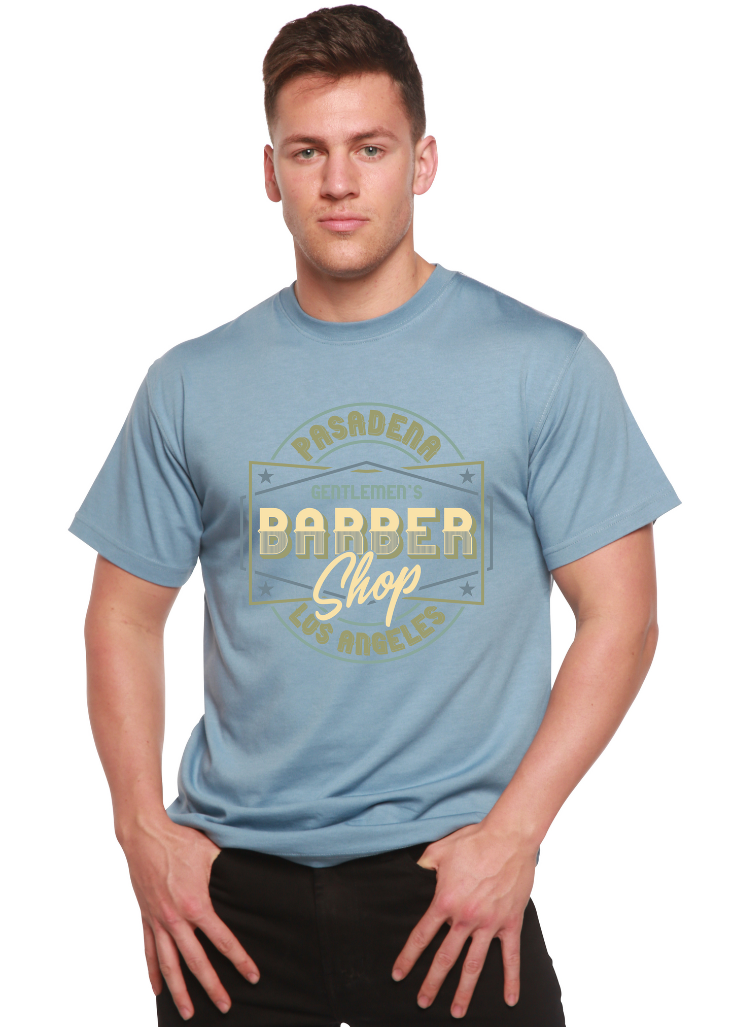 Gentlement's Barber Shop Men's Bamboo Viscose/Organic Cotton Short Sleeve Graphic T-Shirt Spun Bamboo