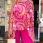 Floral Chiffon Breezy Style Chic Pants Set