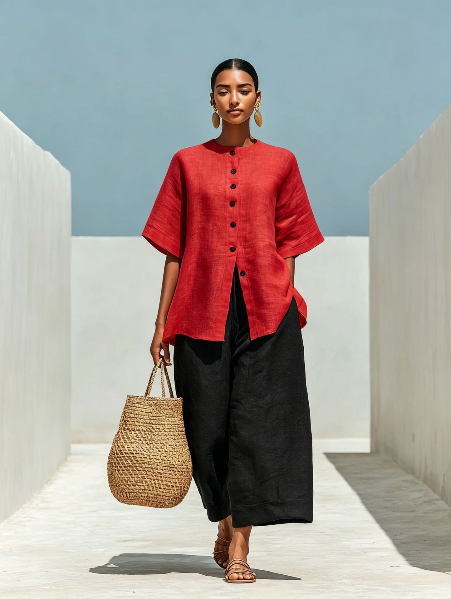 Linen Blend Cardigan Top & Cropped Wide-Leg Pants Set – 5 Colors S–3XL FitiqueFit