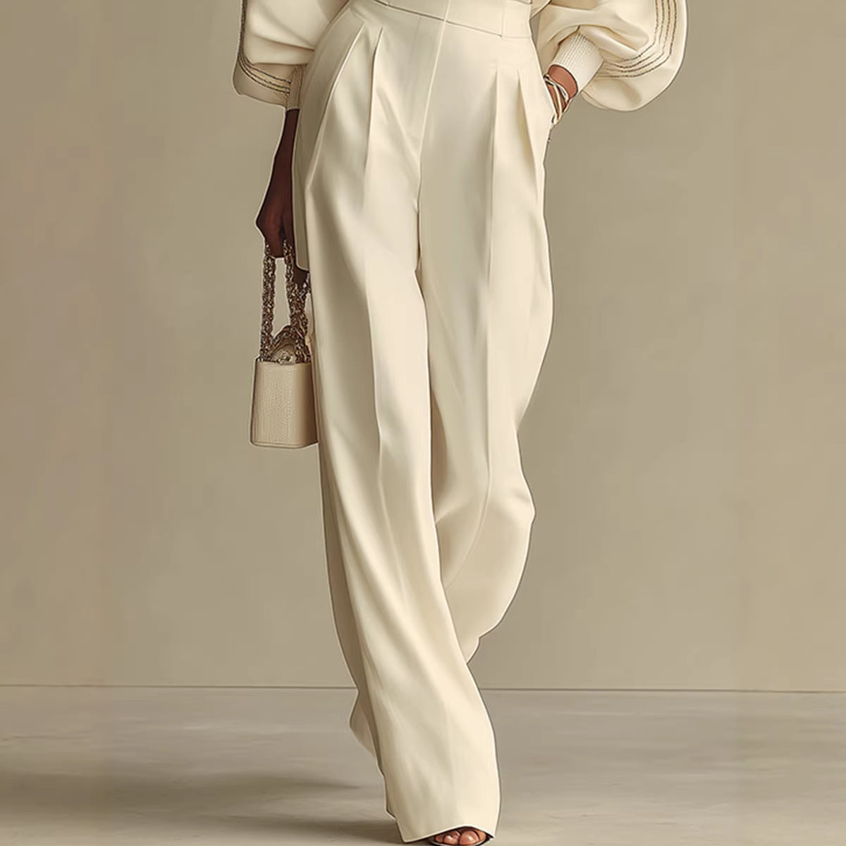 Women’s Round Neck Sweatshirt & Pants Set – Casual Long Sleeve Two-Piece Outfit FitiqueFit