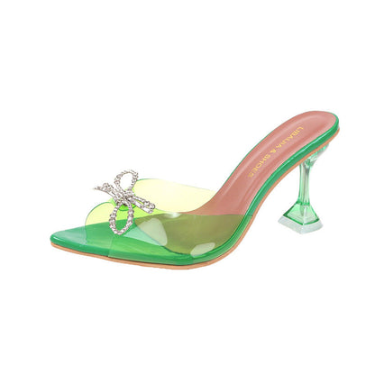 Plus Size Women's High Heels Big Bow Rhinestone Buckle Wedding Shoes Crystal Red High Heel Sandals See size chart under “more details” The Fashion Celestial