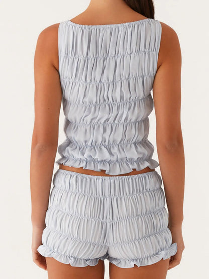 Ruched Texture Tank and Shorts Two-Piece Set New Era Fashion LLc
