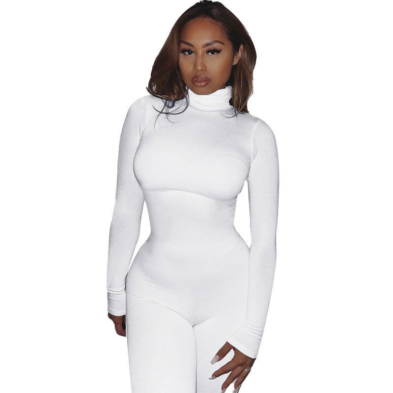 Autumn And Winter Solid Color Tight Long Sleeve Fleece-lined Yoga Jumpsuit Grayceful LLC