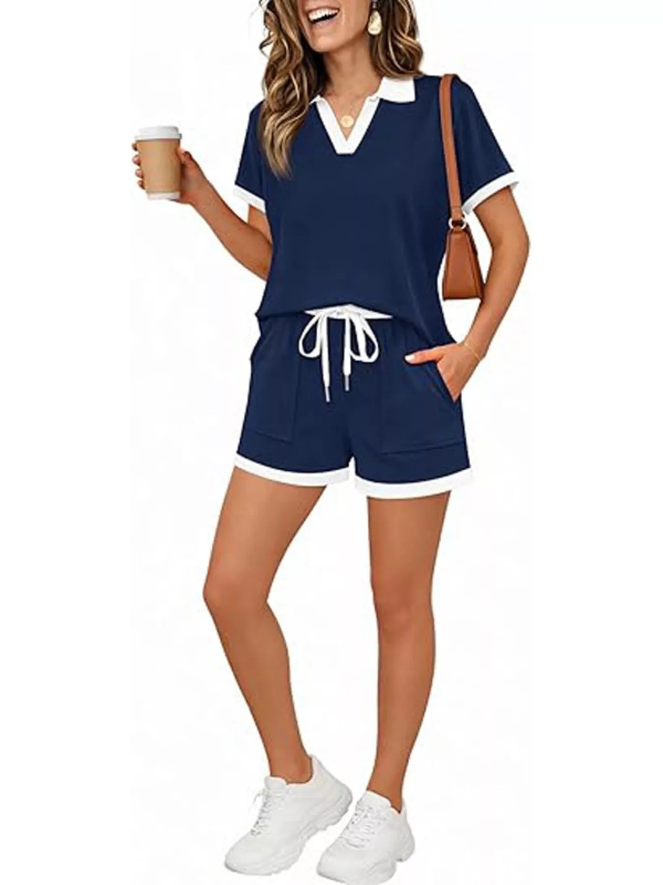 Polo Collar Short Sleeve Top and Shorts Set New Era Fashion LLc