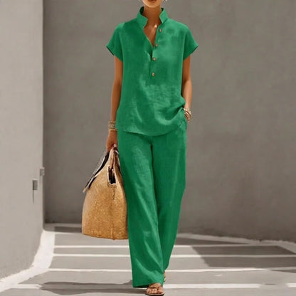 Cardigan & Short Sleeve Top + Pants Three-Piece Set – Solid Color Casual Lounge FitiqueFit