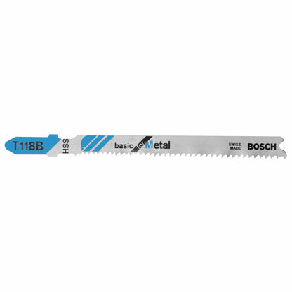 BOSCH T118B 5 pc. 3-5/8 In. 11-14 TPI Basic for Metal T-Shank Jig Saw Blades VM Hardware