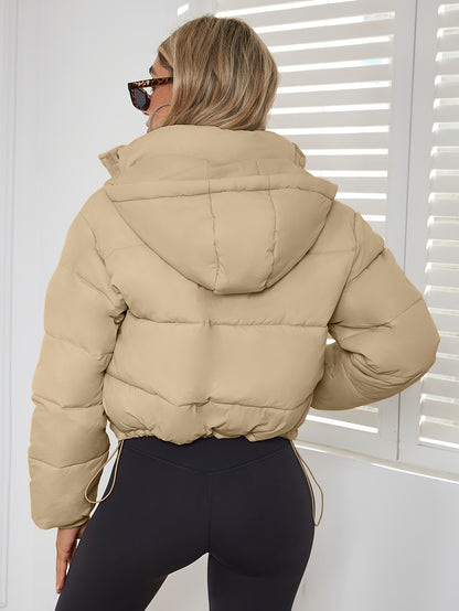 New Women's Jacket Hooded Warm Coat with Drawstring Design, Short Casual Fashion Padded Coat NovaCart
