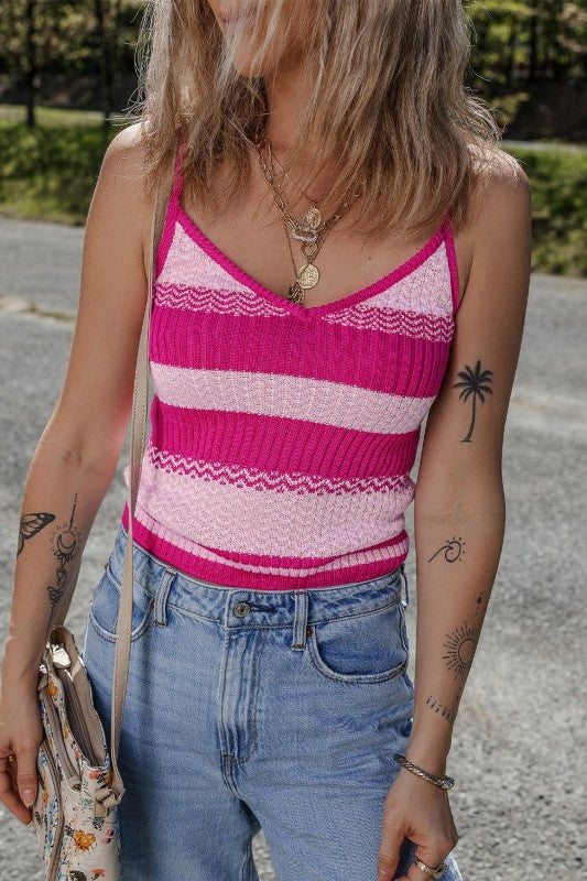 Stripe Spaghetti Strap V-Neck Tank Top Shop Style & More | Fresh Looks, Everyday Deals & Free Shipping