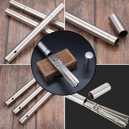 15pcs of Stainless Steel Skewers And 1 Storage Tube for Barbecuing; Reusable Grill Skewers for Shish Kebab And Camping Flat Forks Gadgets NovaCart