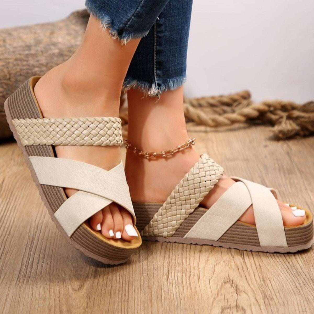 Braided Strap Platform Sandals New Era Fashion LLc