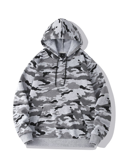 Men's Camouflage Loose Pullover Hooded Fleece Sweatshirt for Autumn And Winter, Hooded, Fleece NovaCart