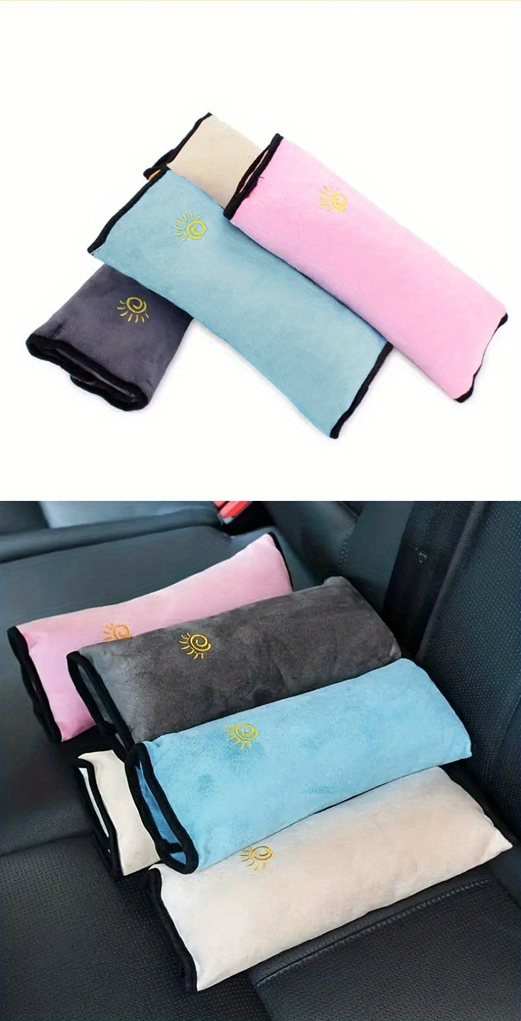 Soft Auto Seat Strap Headrest Neck Support - Car Seat Belt Pillow, Shoulder Pads, Safety Belt Protector Cushion, Comfortable Fabric Material for Enhanced Comfort and Safety, Car Comfort Accessory | Sun Design Pillow | Durable NovaCart