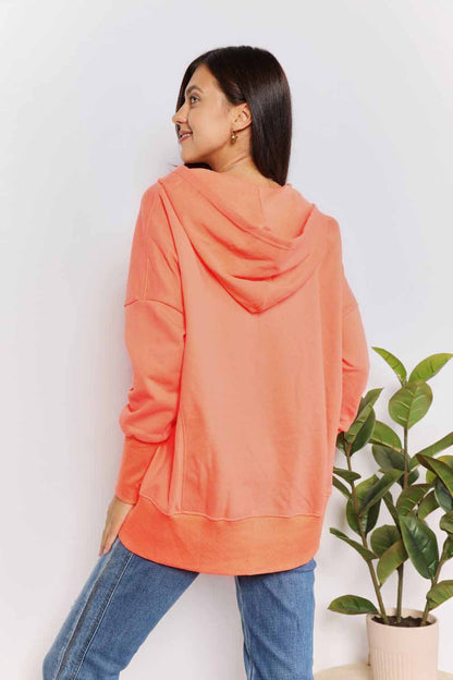 Double Take Quarter-Snap Dropped Shoulder Hoodie West2East Surf