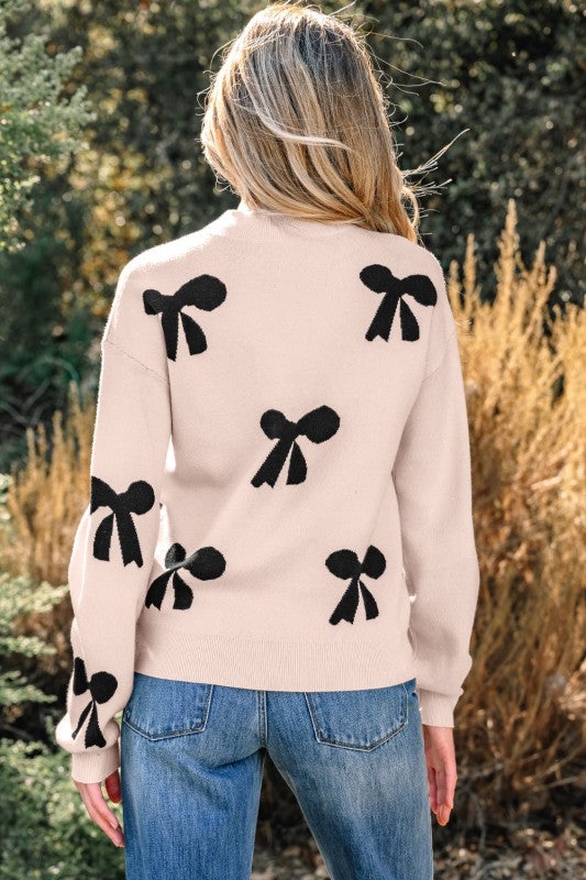 Bow Pearl Embellished Drop Shoulder Sweater Shop Style & More | Fresh Looks, Everyday Deals & Free Shipping