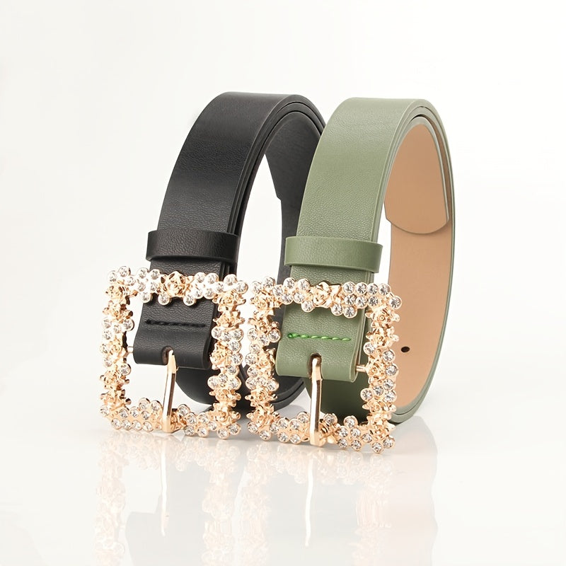 2023 Women'S Fashion Accessory, Elegant Alloy Rhinestone Pin Buckle Belt, Versatile Dress Decorative Accessory, Casual & Sporty Style, Hand Washable - Ideal for Weekend and Festive Occasions, Weekend Casual Wear|Elegant Acces NovaCart