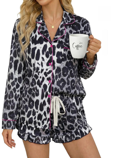 Women’s Milk Silk Leopard Print Pajama Set FitiqueFit