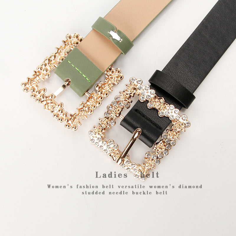 2023 Women'S Fashion Accessory, Elegant Alloy Rhinestone Pin Buckle Belt, Versatile Dress Decorative Accessory, Casual & Sporty Style, Hand Washable - Ideal for Weekend and Festive Occasions, Weekend Casual Wear|Elegant Acces NovaCart