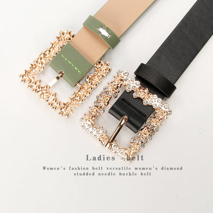 2023 Women'S Fashion Accessory, Elegant Alloy Rhinestone Pin Buckle Belt, Versatile Dress Decorative Accessory, Casual & Sporty Style, Hand Washable - Ideal for Weekend and Festive Occasions, Weekend Casual Wear|Elegant Acces NovaCart