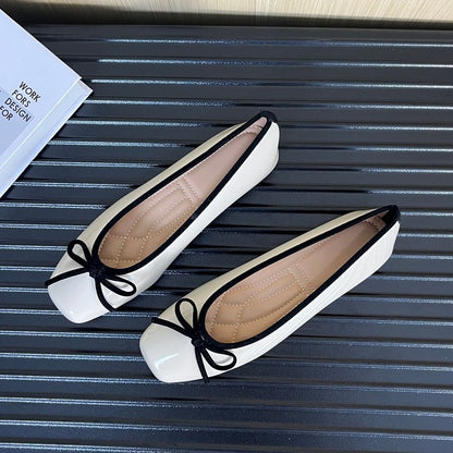Women's Korean Style Square Toe Soft Sole Slip-On Flats – Wide Size FitiqueFit