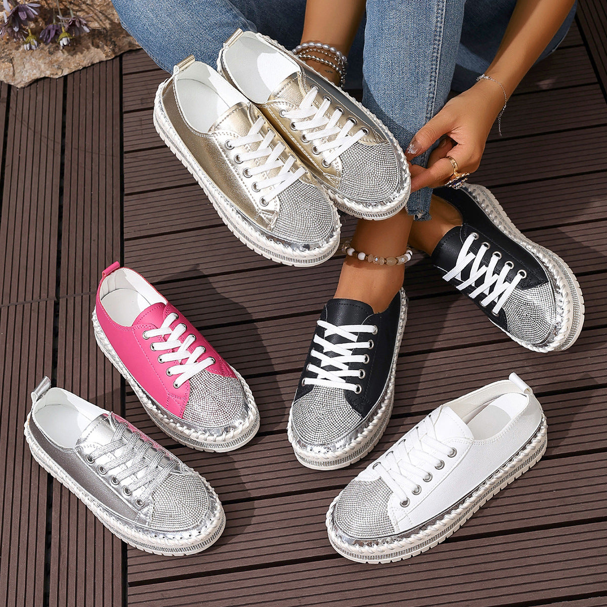 Women’s Plus Size White Sneakers – Chunky Sole Casual Everyday Shoes FitiqueFit