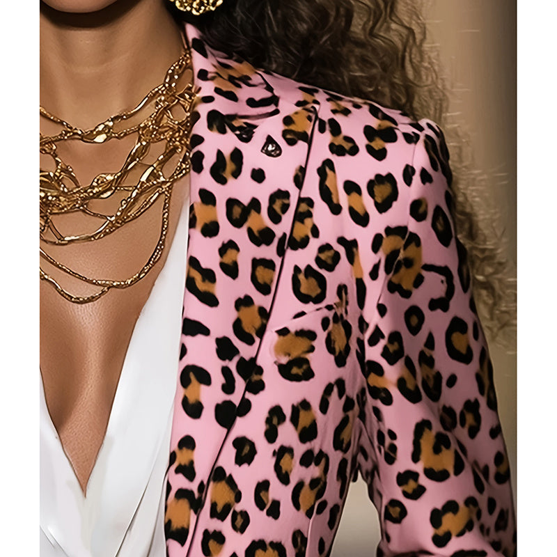 Women's Pink Leopard Blazer FitiqueFit