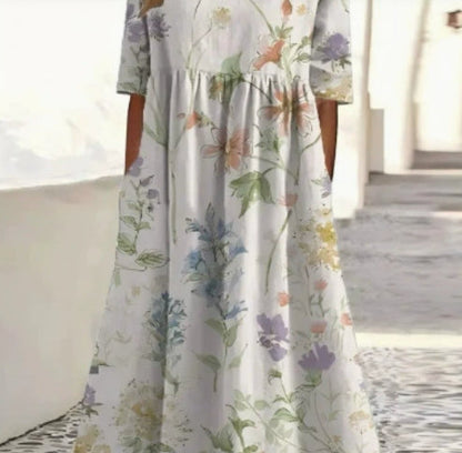 Women's Plus-Size Patchwork Maxi Dress – Relaxed Fit Casual Skirt FitiqueFit
