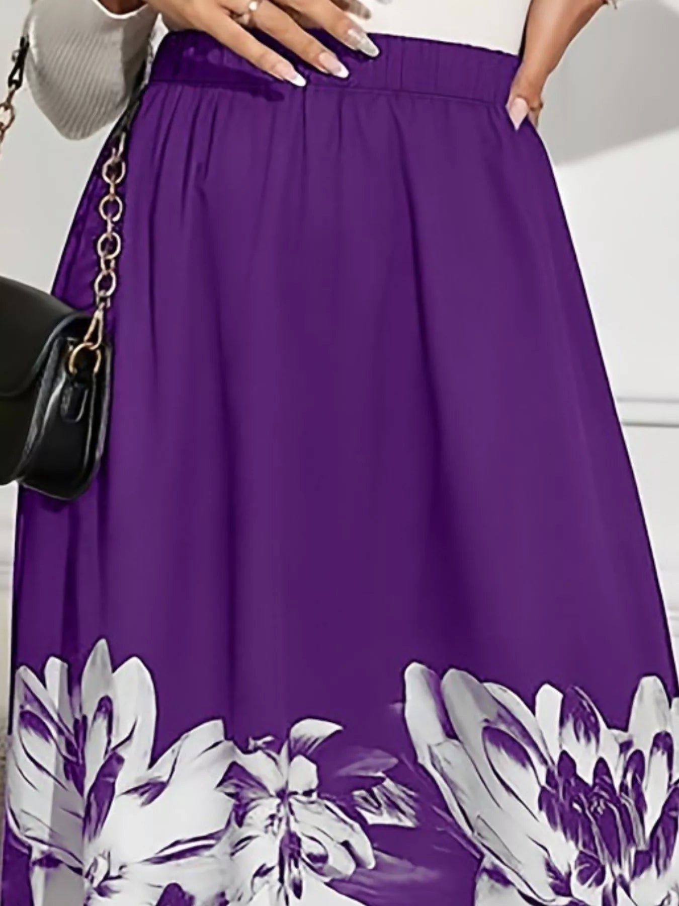 Floral Print A-Line Midi Skirt See size chart under “more details” The Fashion Celestial