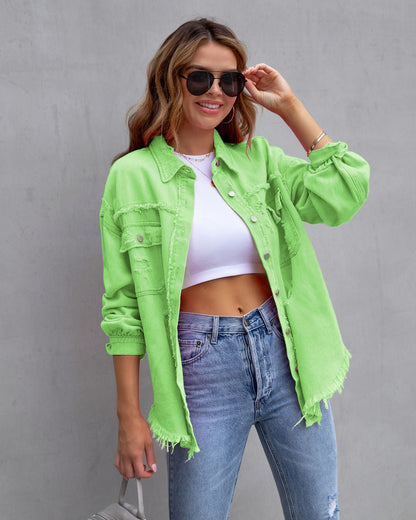 Fashion Ripped Shirt Jacket Female FitiqueFit