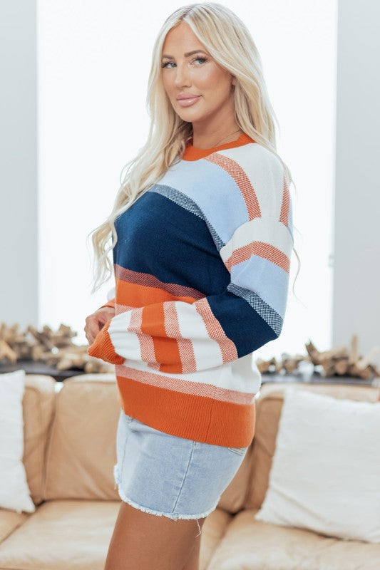 Colorblock Round Neck Long Sleeve Sweater Shop Style & More | Fresh Looks, Everyday Deals & Free Shipping