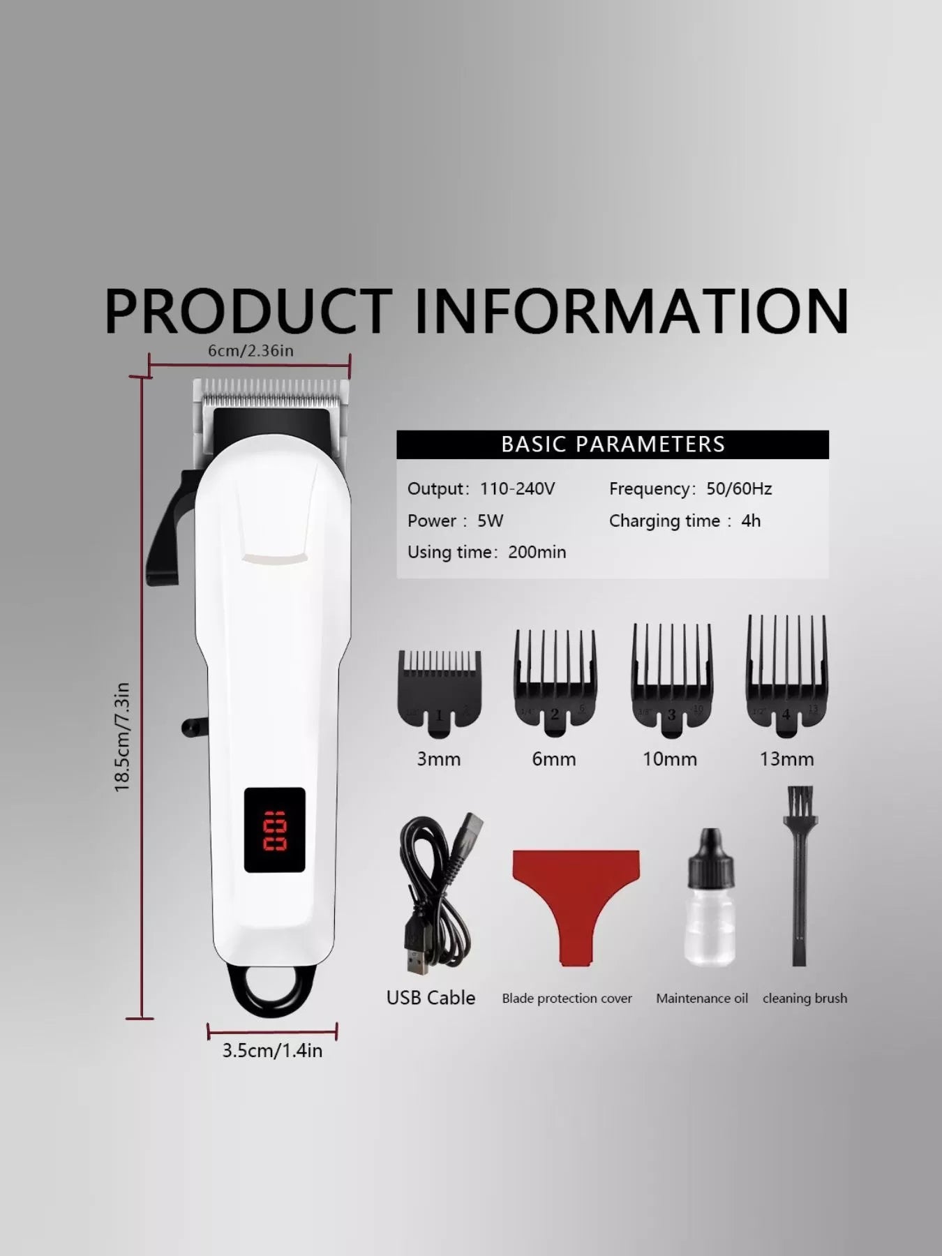 Cordless Hair Clipper with LED Display New Era Fashion LLc